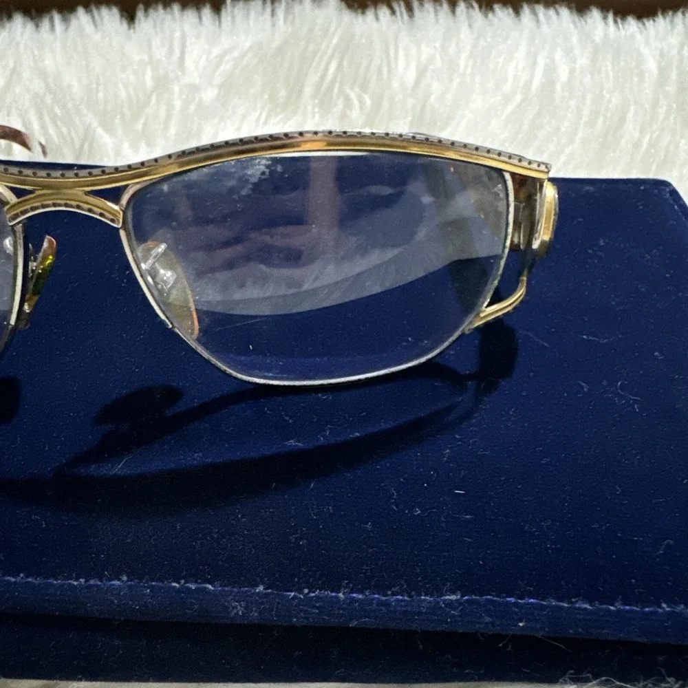 Vintage Fendi Oversized eyeglasses Frames only ornate Italy Metal Logo RARE